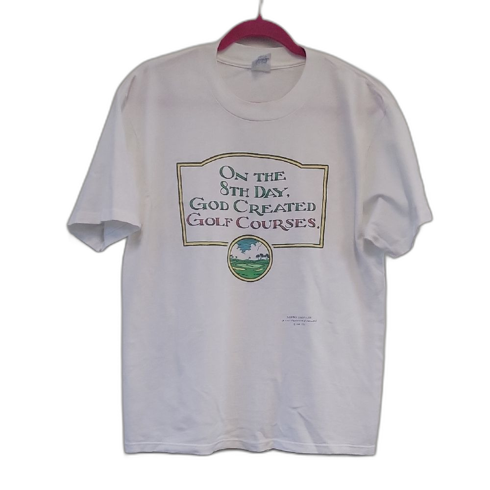 Vintage Golf T-Shirt Short Sleeve Tee White Size LARGE Vintage